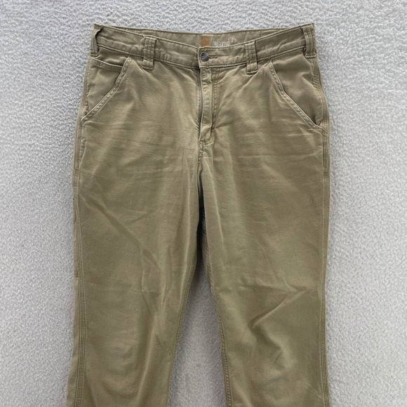 Carhartt Pants Mens 33x32 Beige Rugged Flex Rigby Relaxed Canvas Stretch Work - Picture 3 of 10